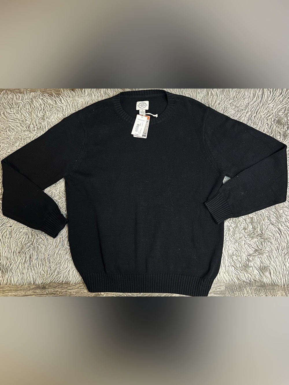 St John’s Bay Men’s Black Crewneck Sweater NWT Classic Knit Pullover
